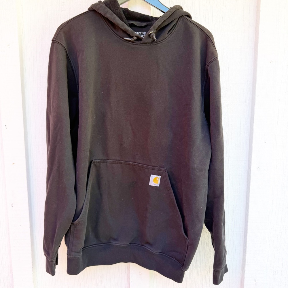 Carhartt Mens Loose Fit Graphic Logo Sleeve Hoodie Black Sweatshirt XL